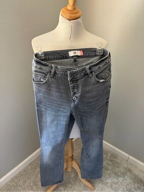 CAbi Women's Washed Gray Button Fly Straights Jeans #4320